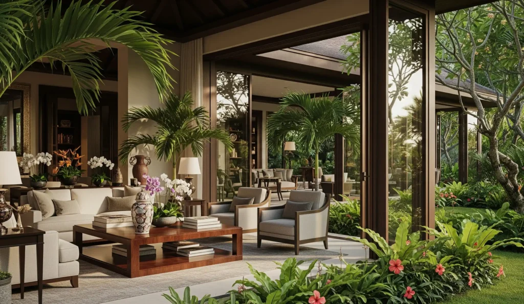 villa mewah interior kayu